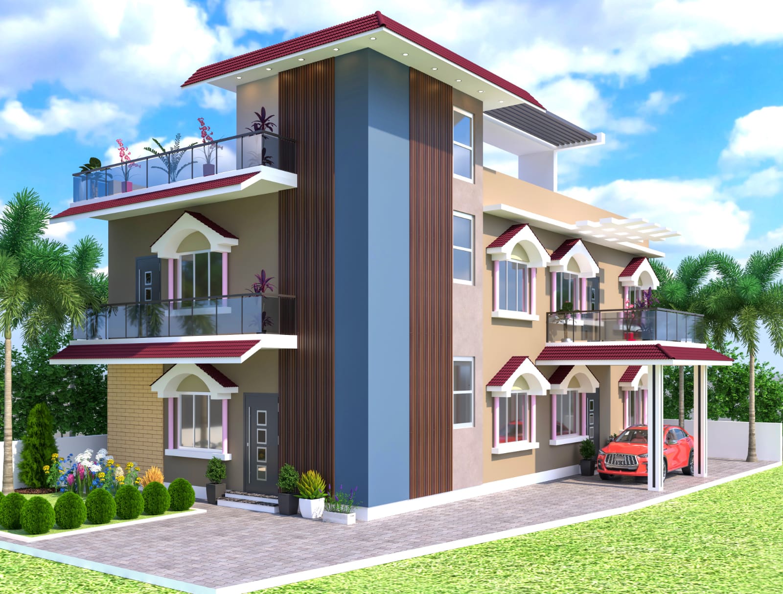 Premium Modern Villa Design Render